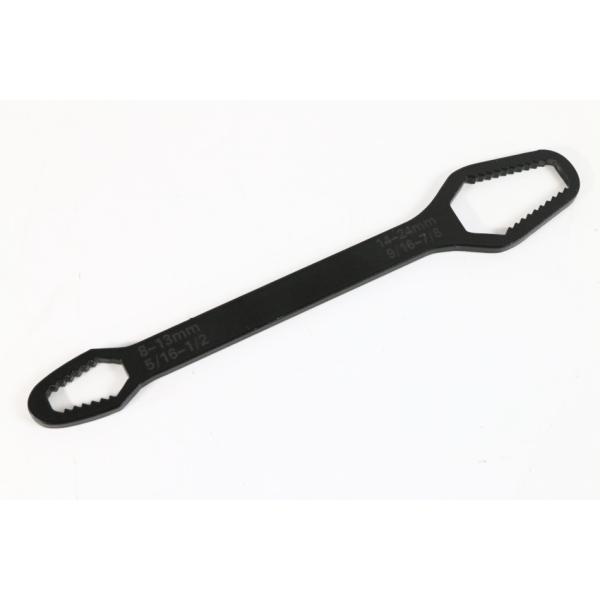 レンチ 両面二頭設計 可変口径 便利工具 8mm-24mmナットに対応 自動車 バイク整備 便利ツール ブラック　【新品】