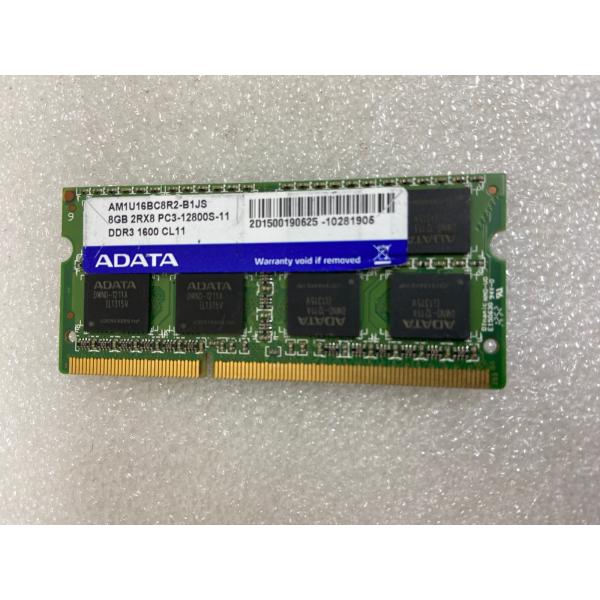 ADATA PC3-12800S 8GB DDR3-1600 8GB DDR3ノートパソコン用メモリ  204ピン ECC無し DDR3 LAPTOP RAM メモリ 中古動作品容量:8GBDDR3 ノートパソコン用メモリタイプ: 204ピ...