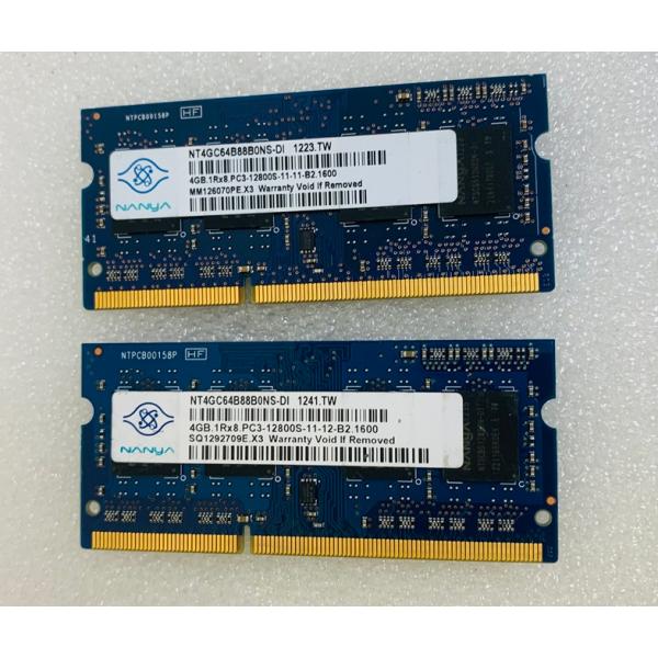 NANYA 1Rx8 PC3-12800S 8GB 4GB 2枚で8GB DDR3 ノートPC用 メモリ 204ピン Non-ECCメモリ DDR3-1600 4GB 2枚  PC3 12800 4GB 2枚容量:4GB+4GB = 合計8...