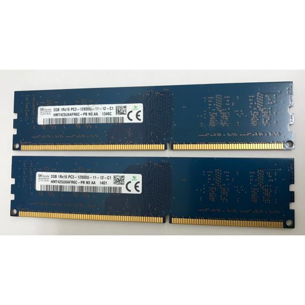 SK HYNIX 1Rx16 PC3-12800U 2GB 2枚組 1セット 4GB DDR3 デス...