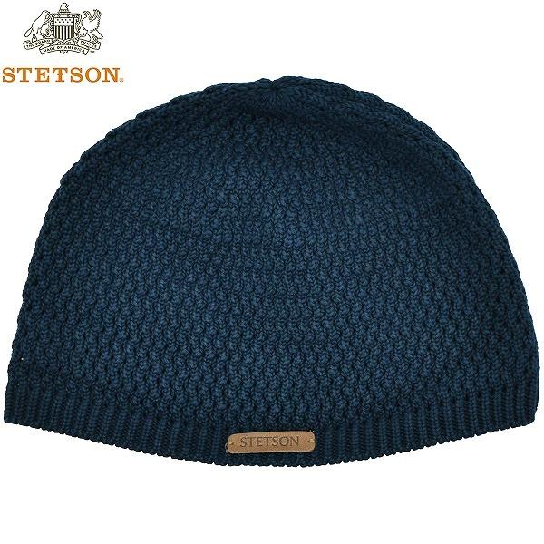 国産 日本製 ステットソン メンズ ショートビーニー ニット帽 STETSON ネイビー 紺 紳士 帽子 春夏秋冬 SE100