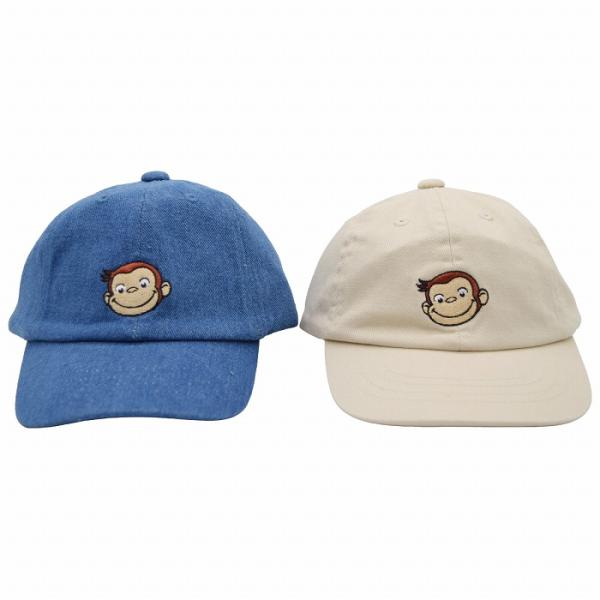 おさるのジョージ 子供 キッズ ジュニア デニム地 コットンキャップ キャップ ネイビー ベージュ 帽子 春夏 OJ7760021