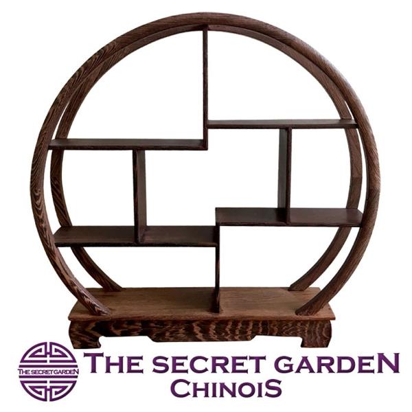 THE-SECRET-GARDEN シノワズリ 珍品棚 中国茶器 飾り棚 木製 丸
