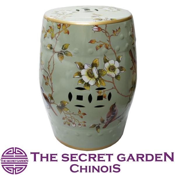 THE-SECRET-GARDEN シノワズリ スツール 陶器 椅子 花鳥柄 飾り台 花台