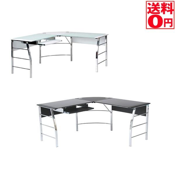 ガラスデスク 不二貿易（Fuji Boeki） ガラスPCデスク L型 CT-1040 70390 70391