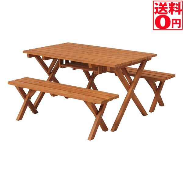 ガーデン用 杉材 BBQテーブル＆ベンチセット 81761 : ONLINE SHOP THE 