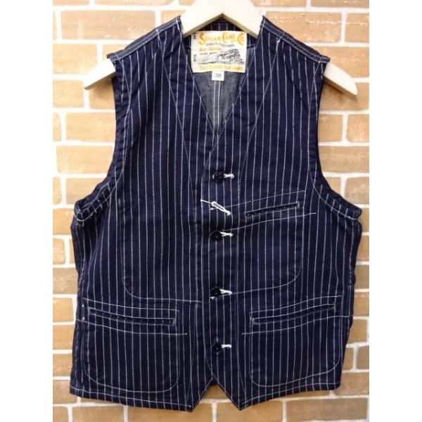 SUGAR CANE ストライプ ベスト 42 SUGAR CANE シュガーケーン ウォバッシュストライプ ワークベスト