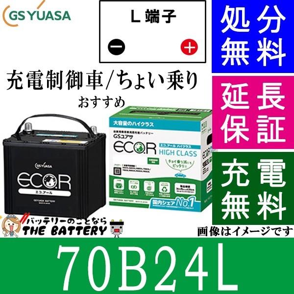 オンライン卸売価格 ニッサン カーバッテリー ハイクラス エコR EC-70B24L GSユアサ ノート 送料無料 交換用 自動車 バッテリー YUASA GS DBA-NE12 B24