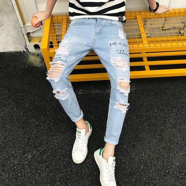 メンズデニム ボトムス メンズ トレンドコーデ ウォッシュ ユーズド加工 ダメージ加工 ストレート ジーンズ ジーパン ダメージ 大きいサイズ Buyee Servis Zakupok Tretim Licom Buyee Pokupajte Iz Yaponii