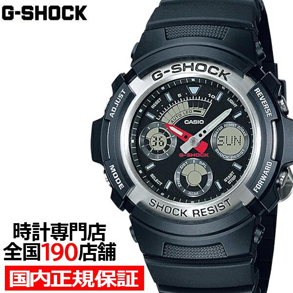 CASIO G-SHOCK ブラック/シルバー G-SHOCK AW-590-1AJF メンズ 腕時計 アナデジ ブラック シルバー