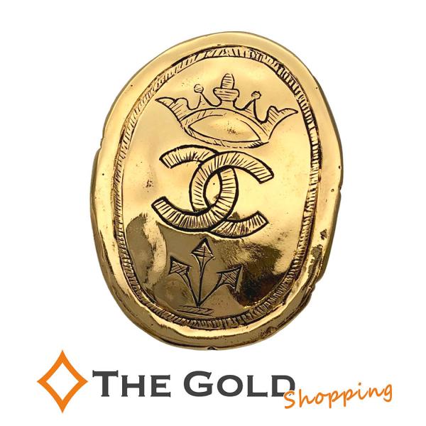 CHANEL シャネル ココマーク オーバルブローチ 2 6 GP ゴールド  