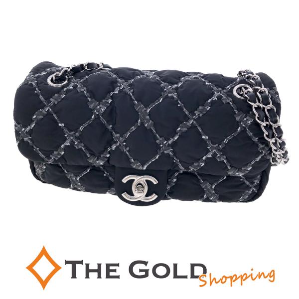 CHANEL Wチェーン ショルダーバッグ キルティング ブラック パリビザンス CHANEL（シャネル） パリビザンス マトラッセ Wチェーンショルダー