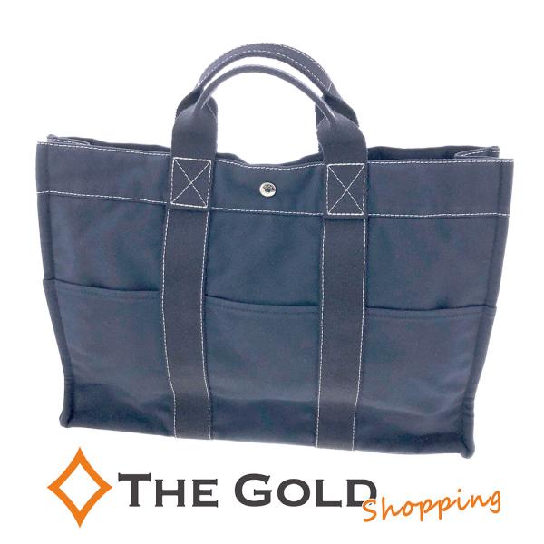 HERMES（エルメス） ドーヴィル トートMM コットンキャンバス ネイビー