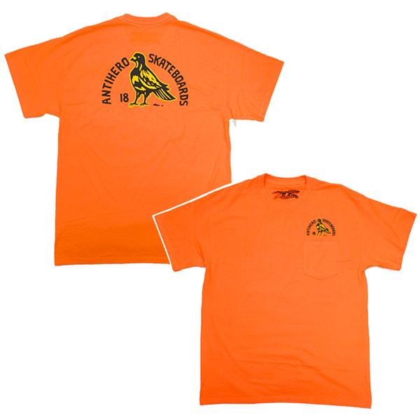 ANTIHERO SKATEBOARDS Tシャツ アンタイヒーロー 蛍光オレンジ 半袖　ANTIHERO ROCK DOVE FILL S/S POCKET TEE (SAFETY ORANGE)