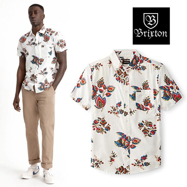 SALE BRIXTON シャツ BRIXTON CHARTER PRINT S/S WVN SHIRT（OFF WHITE