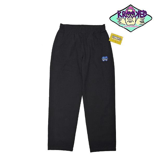 KROOKED パンツ KROOKED EYES EMB CANVAS PANT （BLACK/BLUE