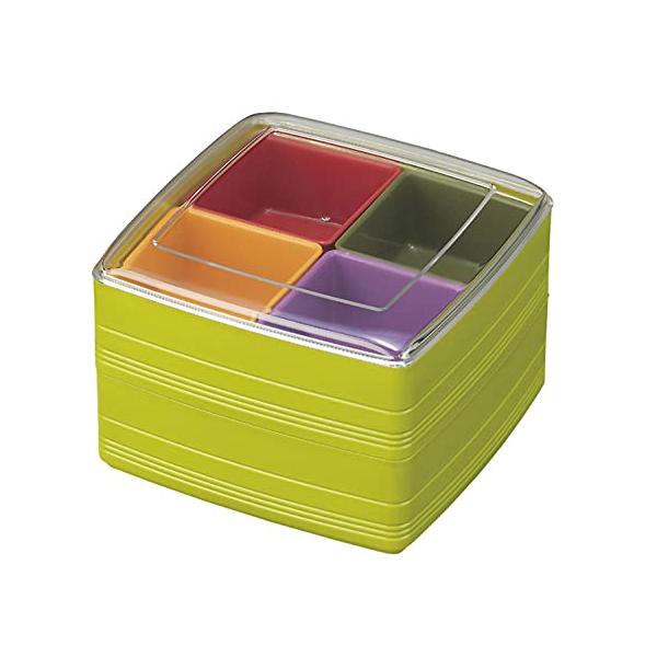 グリーン/-/3146・パッケージ個数:1・サイズ:16.3×16.3×11.4cm・本体重量:360g・素材・材質:本体・小分け容器/ポリプロピレン、フタ/AS樹脂・原産国:日本・カラー:グリーン