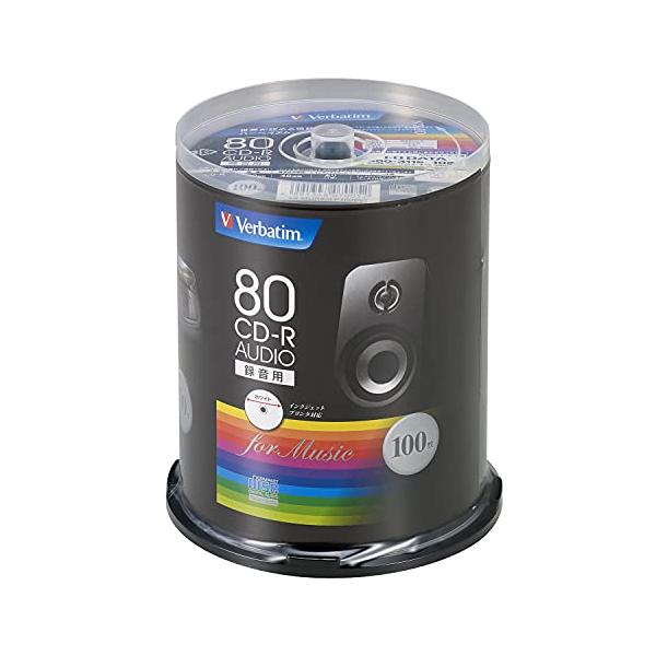 Verbatim バーベイタム 音楽用 CD-R 80分 100枚 ホワイトプリンタブル 48倍速 MUR80FP100SV1