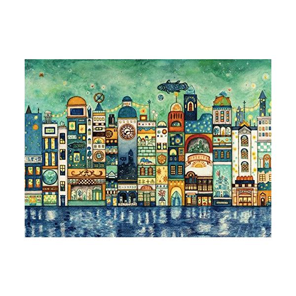 500ピース星降る夜の街/-/06-103・Color:星降る夜の街Style:500ピース・西村典子・完成サイズ:38x53cm・透明水彩画アーティストの西村典子が描く空想世界です。・水辺にそびえ立つカラフルな建物たちの間をシーラカンスが...