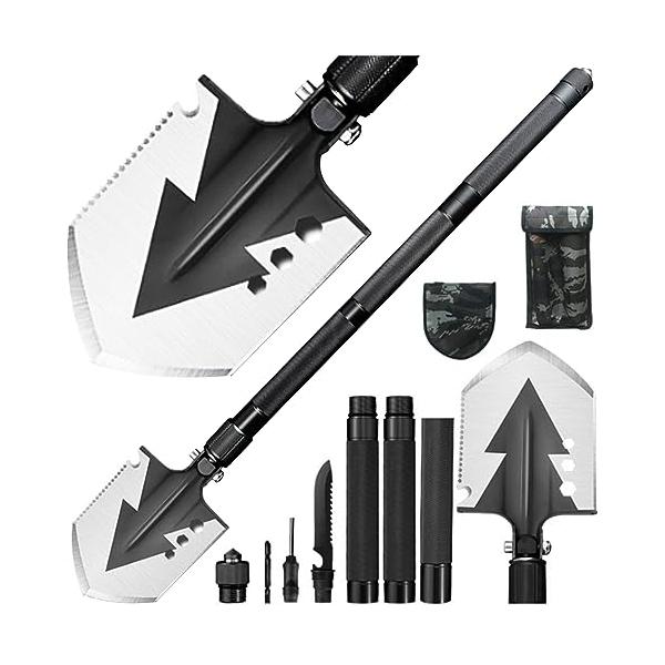 三段式三段式/-/AZ-OS3801・Color:三段式・?【アウトドアシャベル】- シャベル刃はSUS440Cステンレス鋼を採用していて、強度＆硬度が高くて耐食性がバッチリです。航空アルミ製の柄は強度が高くて軽量性も備えています・?【三段...