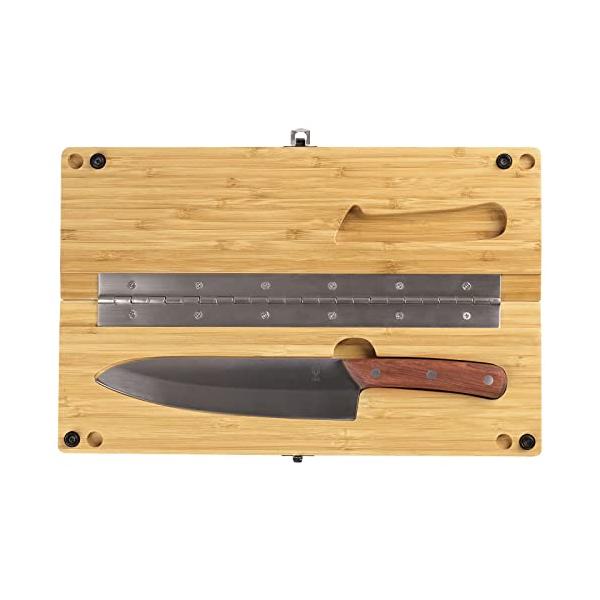 他サイト： 【FSC認証製品】良木工房(YOSHIKI) 竹製 キャンプ 包丁俎板セット まな板 包丁内蔵 収納袋付き 包丁まな板セット コンパクト アウトの商品画像