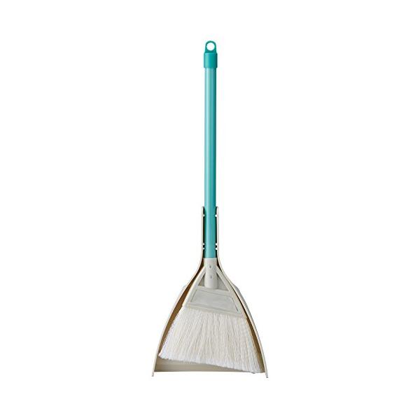 モダン毛先・ちりとり：ホワイト、柄：グリーン/幅18×奥行4.5×高さ53cm/Y75321・PatternName:チリトリ付きミニ・パッケージ個数:1・ミニサイズの短柄箒・ちりとりセット・毛先を細かく割いているため、細かいゴミやホコリ、...