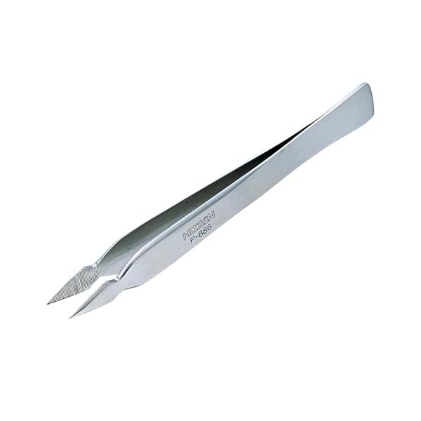 やじり型シルバー/-/P-886・Style:やじり型・パッケージ個数:1・??矢じり型でしっかり保持 先端に力を入れやすい矢じり型デザインのピンセット。小型パーツをしっかり保持できるため、精密作業はもちろん、模型やDIY、盆栽や園芸まで幅...