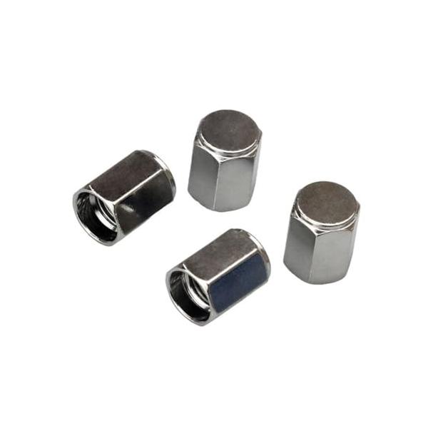 メッキタイプシルバー/1.3 x 1 x 1 cm/1101・パッケージ個数:1・紛失時の交換、予備に最適なバルブキャップ・ホイールのドレスアップ・ワンポイントアクセントに・ネッキタイプ・4個入り・黄銅