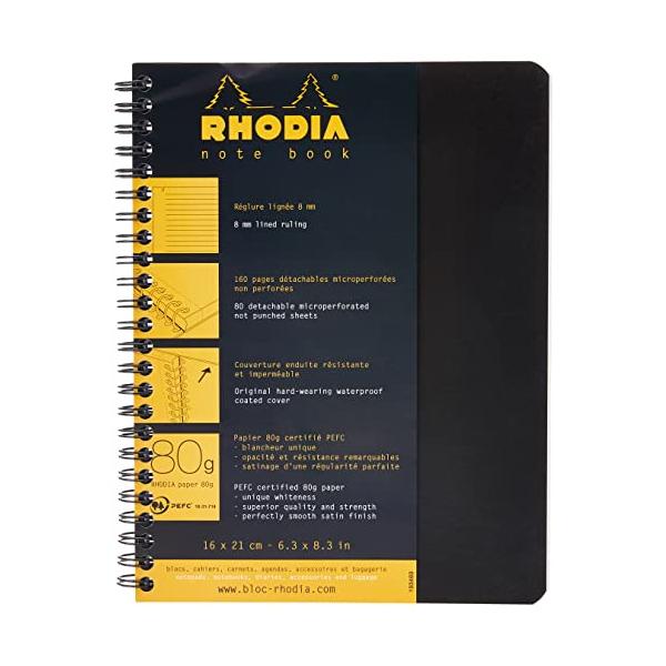 RHODIA(ロディア) ロディア ダブルリングノート A5 クラシック 160ページ 横罫 ミシン目入 ブラック cf193469