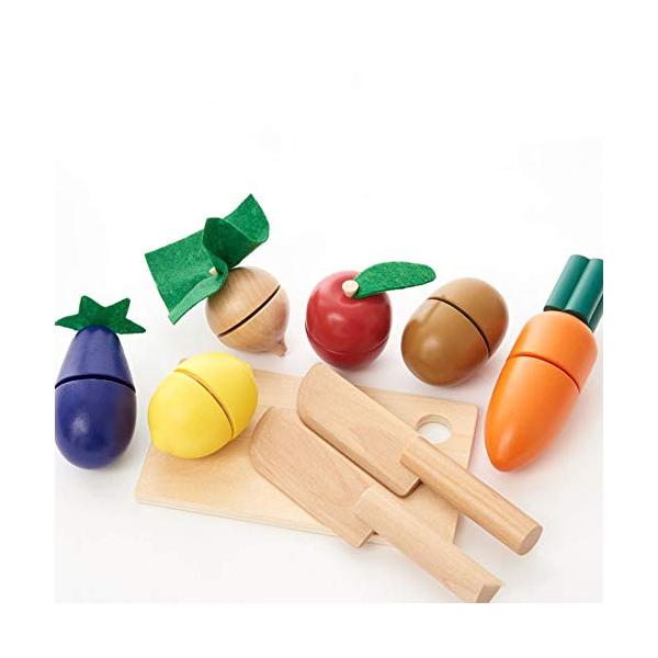 基本的な-/ワンサイズ/-・おそろいの包丁でまねっこしながらサクサクトントンいろどり豊かな野菜と果物で楽しいおままごと食材6点、包丁2本、まな板がそろうベーシックなおままごとセットです。・セット内容：にんじん、かぶ、なすび、りんご、レモン、...