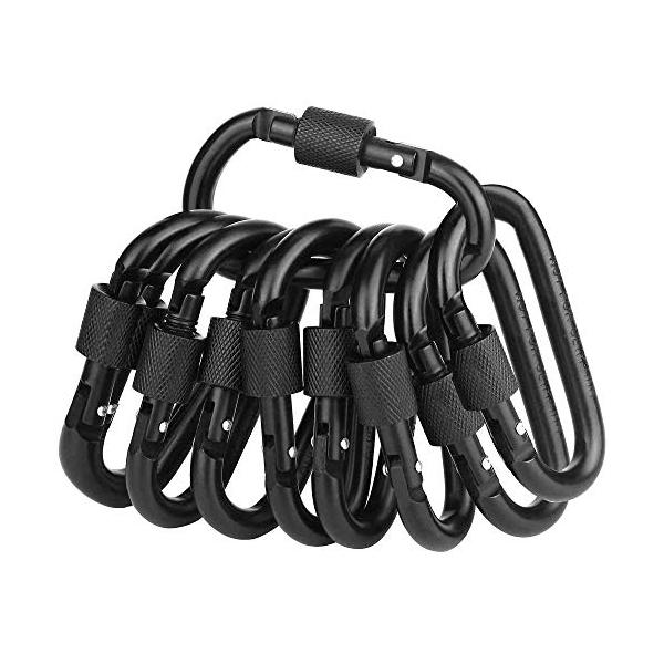 ブラック/-/-・Color:ブラック・用途：鍵・魔法瓶・カバン・懐中電灯・キャンプ設備などを引き、テントをロープとつなげることもでき、旅行・キャンプなどの室外活動に便利です。・デザイン：アルミニウムにつくられた長さ80mmのカラビナは山登...