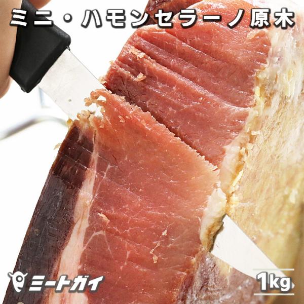 スペイン産 ミニ・ハモン 生ハム 1kg 台座・ナイフ付き（冷蔵発送）　冷凍発送不可