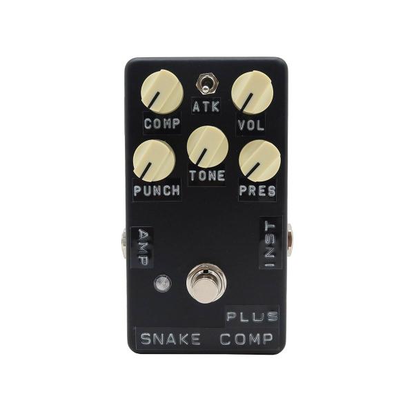 Snake Compはコンプレッサーエフェクトの音作りの可能性を広げたコンパクトエフェクターです。コンプレッサーは強い入力信号を下げることで圧縮し均一な音量を得ることができますが、Snake CompではATK（Attack）スイッチで3段...