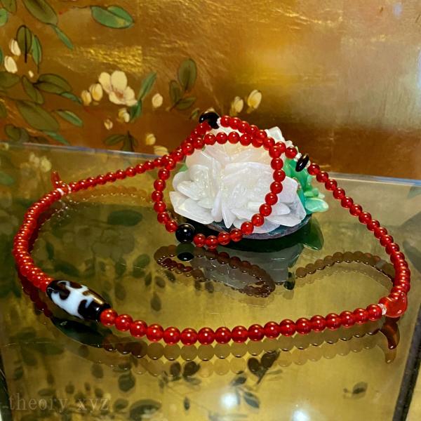 theory xyz 赤瑪瑙 ネックレス 麒麟(天珠) 赤 メンズ レディース 108