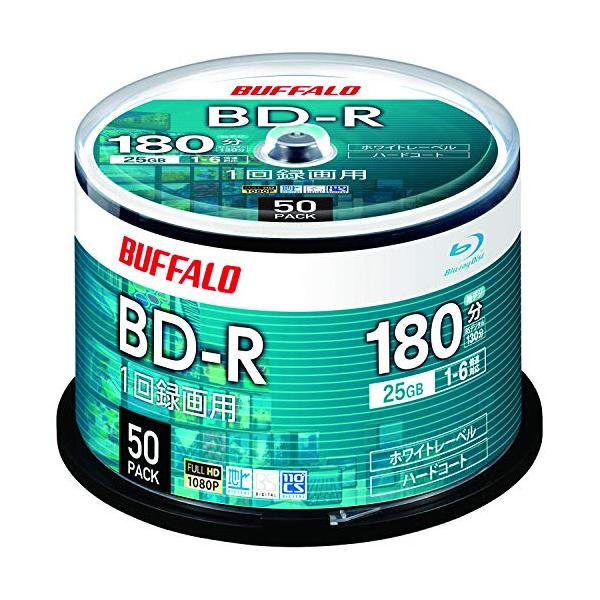 【Amazon.co.jp限定】 バッファロー ブルーレイディスク BD-R 1回録画用 25GB 50枚 スピンドル 片面1層 1-6倍速 【 ディ