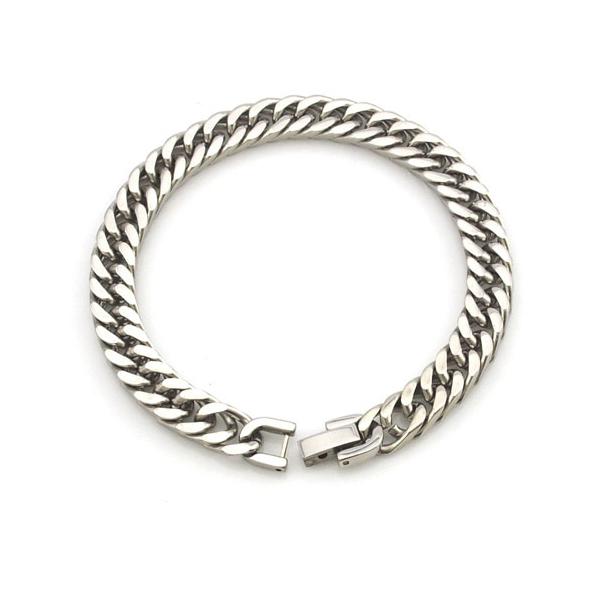 喜平ブレスレット ステンレス 4面ダブル 喜平チェーン メンズ アレルギーフリー サージカルステンレス シルバー 銀 19cm〜