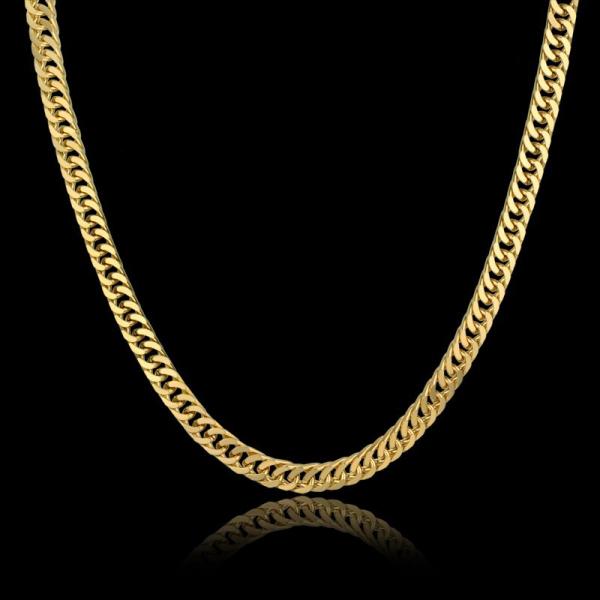 喜平ネックレス ステンレス 4面ダブル 喜平チェーン メンズ アレルギーフリー サージカルステンレス ゴールド 10mm 金 50cm〜