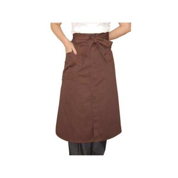 カフェエプロン こげ茶　スリット入り72ｃｍ丈前掛け ソムリエエプロン サロンエプロン