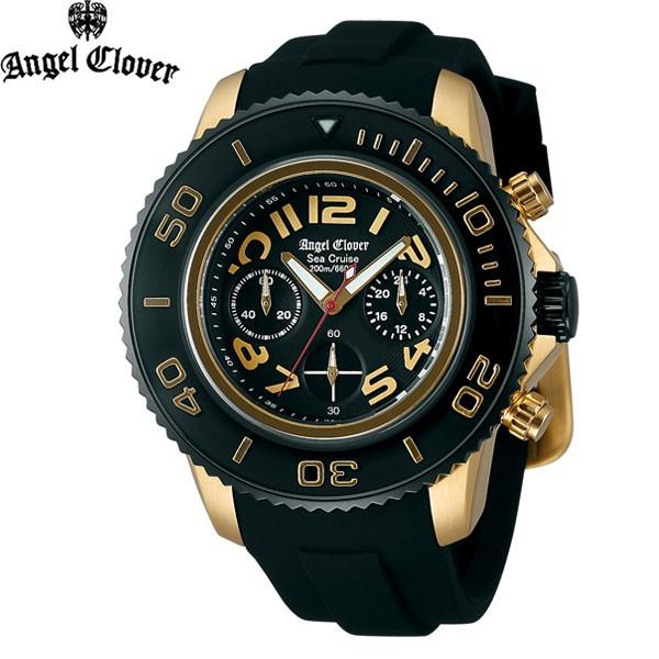 エンジェルクローバー Angel Clover シークルーズ SEA CRUISE SC47YBK-BK　メンズクロノグラフ　ラバーベルト 腕時計 時計