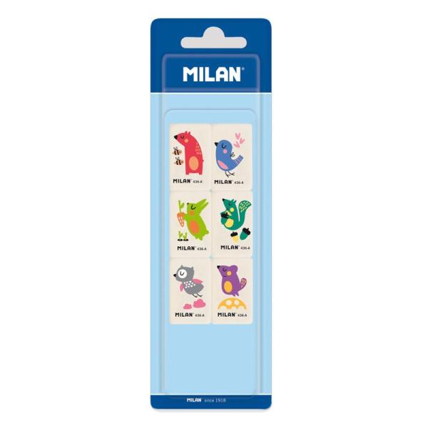 MILAN ミラン 消しゴム 6個セット No. 436A おしゃれ かわいい ヨーロッパ 文房具 文具 けしごむ ケシゴム プレゼント 436 可愛い シンプル
