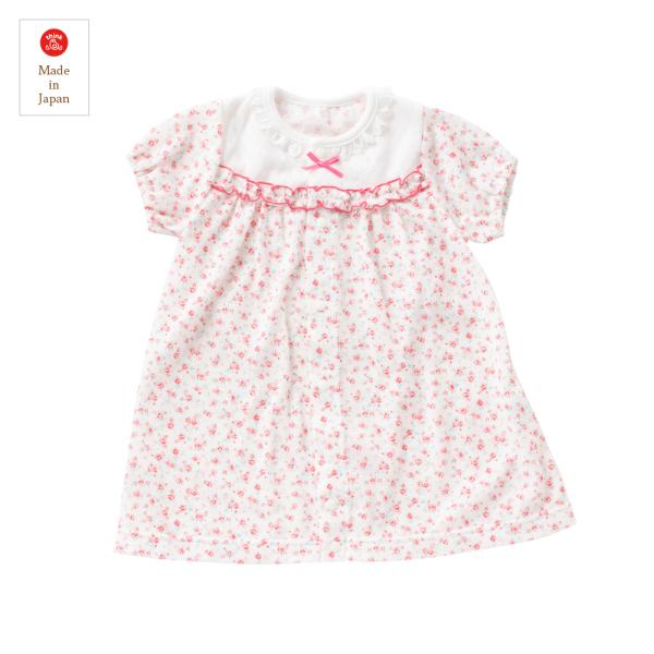 ●サイズ　50-60cm　●カラー　ピンク●素材　　リラックス天竺 小花柄●品質　綿100%　●日本製●夏向けの天竺素材です。柔らかく仕上がる特殊な編みかたをしています。●赤ちゃんが自然に足を広げた形に添ったAラインのゆったりしたシルエット...