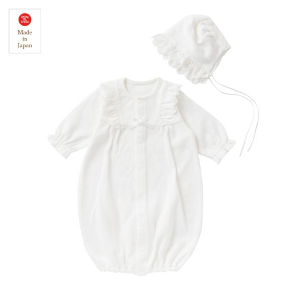 ●カラーホワイト●素材　接結ダイヤフェイスツーウェイオール本体・フード-綿100％●サイズ　50cm-70cm●日本製●秋冬向けのあったか素材です。・退院の時のカミングホームドレスとしておすすめです。・ちょっとしたお出かけにも着せやすい前開...