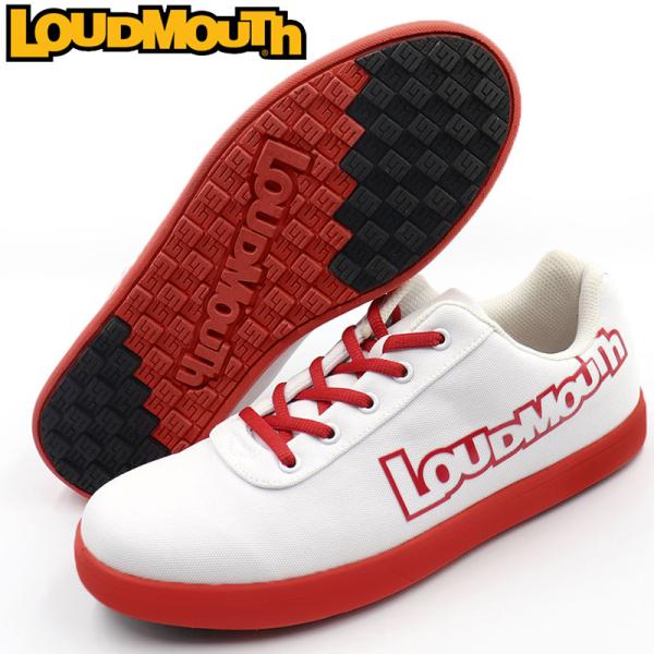 ラウドマウス ユニセックス スパイクレス ゴルフシューズ ビッグロゴ ホワイト×レッド LM-GS0005 764965(999) 【日本規格】【新品】TAAR Loudmouth スニーカー メンズ レディース APR1 LOUDMOUTH（ラウドマウスゴルフ） ラウドマウス ユニセックス スパイク
