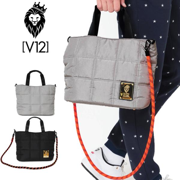V12 ゴルフ 2025 キルティング ミニトートバッグ ロープショルダー付 QUILT CART BAG V122520-BG05 ヴィ・トゥエルヴ 【新品】25FW カートバッグ ロゴ メンズ レディース V12GOLF OCT2 V12（ヴィ・トゥエルヴ） ゴルフ 2025 キルティング ミニトートバッグ