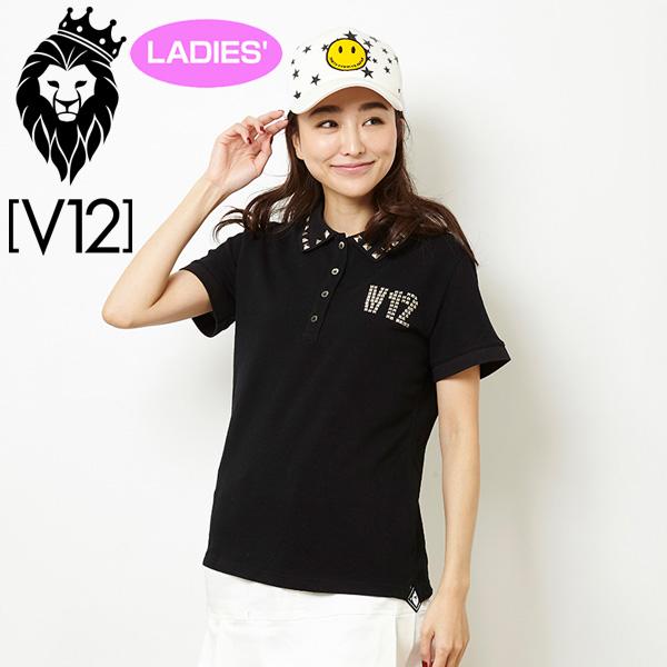 V12 ゴルフ ヴィ・トゥエルヴ レディース STUD 半袖 ポロシャツ V12 ゴルフ ヴィ・トゥエルヴ レディース STUD 半袖 ポロシャツ
