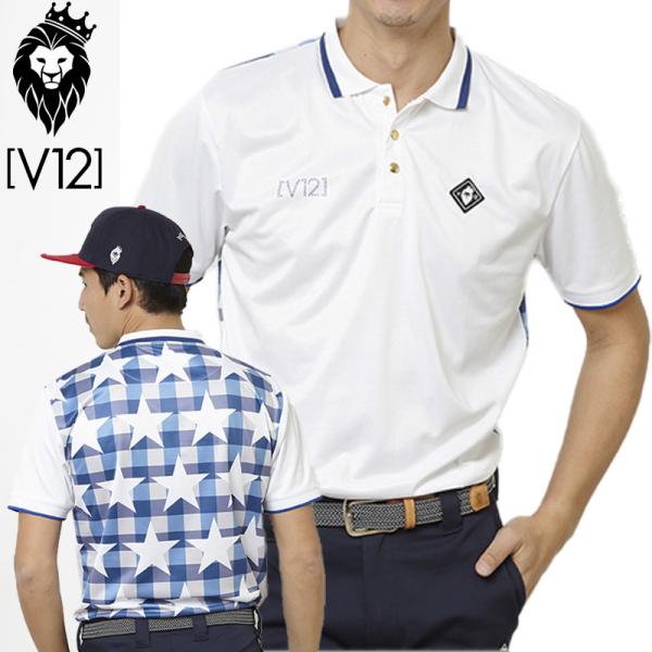 V12（ヴィ・トゥエルヴ） ゴルフ メンズ 半袖ポロシャツ STAR CHECK