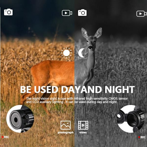 商品名：暗視スコープDX●暗闇でも画像＆動画撮影できる暗視スコープ！　光学4倍＆デジタルズーム8倍の4-32ズーム！　昼間はカラービデオ、写真を撮影！　夜間は白黒ビデオ、写真を撮影！●日本語を含む11か国語表記対応！●超鮮明な2.5K動画撮...