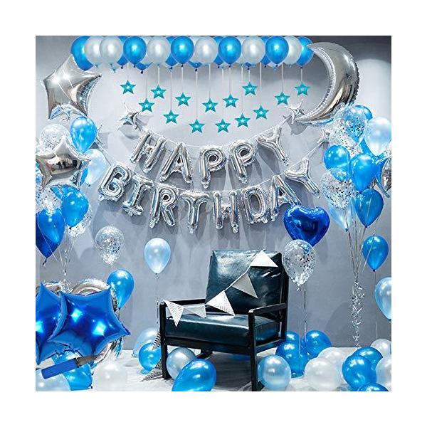 誕生日 飾り付け バルーン HAPPY BIRTHDAY ハッピーバースデー 風船112個 特大 月 スター 豪華セット バースデー デコレーション