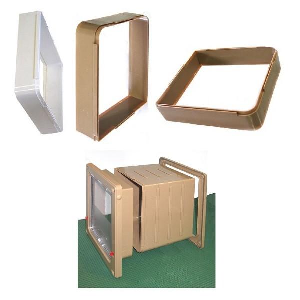 取り付ける壁の厚さに応じて継ぎ足しする事ができる通路ペットドア本体は含まれておりません。