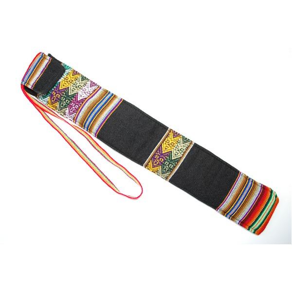 代引不可/〔QUENA SOFT CASE BLACK AGUAYO〕民族楽器ケーナ用の布・ソフトケース アンデス織物のアワイヨ柄 ブラック(黒) ペルー製/代引不可